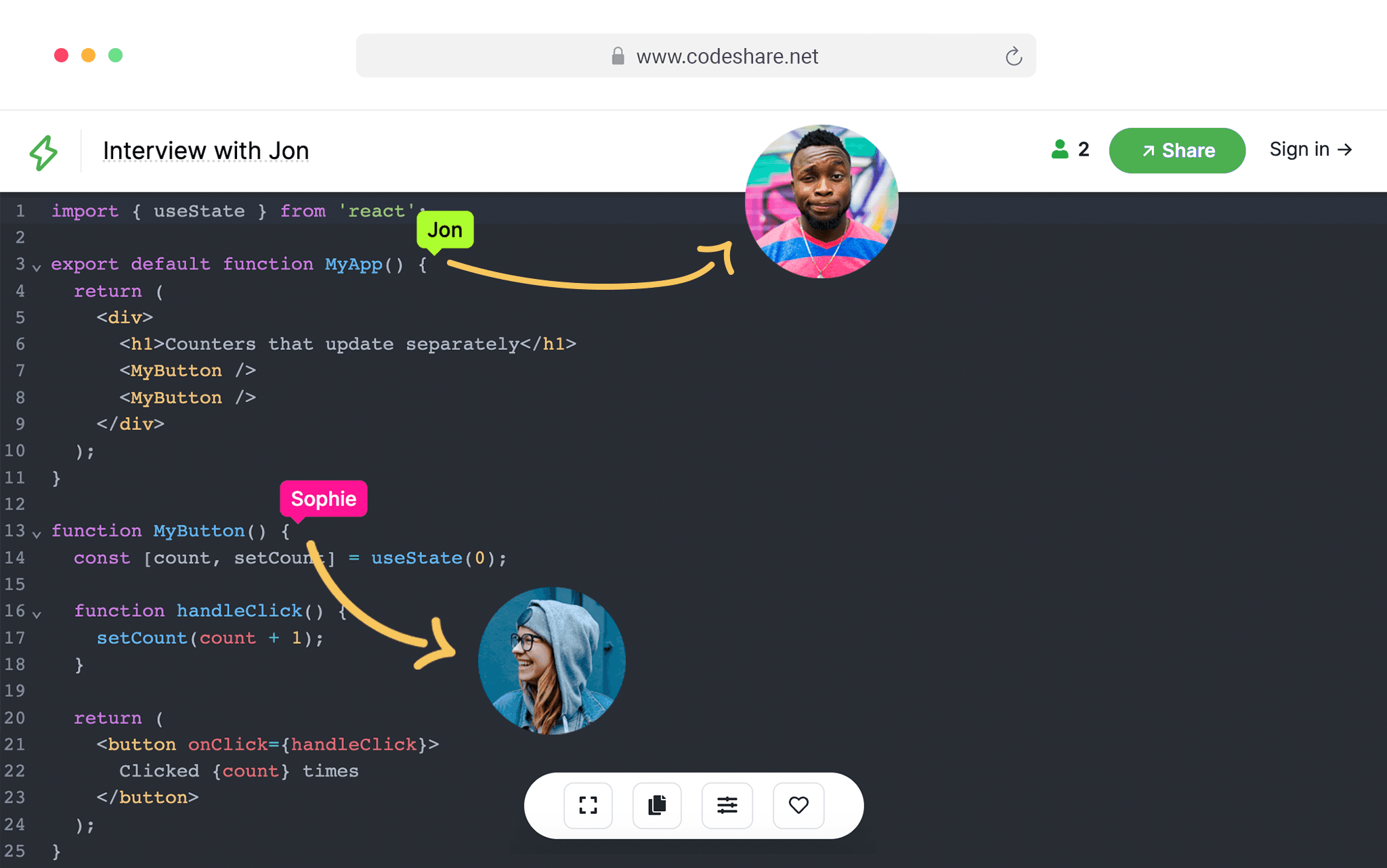 Codeshare demostration example