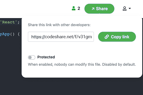 Button to copy the link